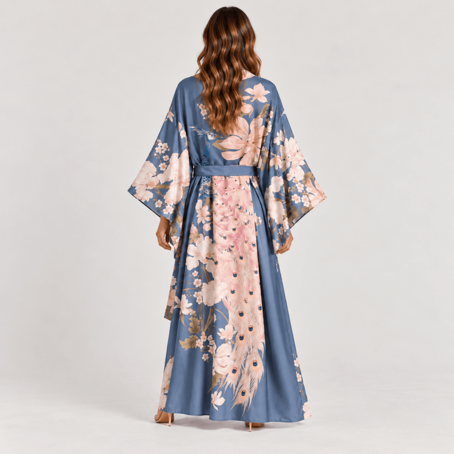 Robe Vintage Bohème | Bleu - Kimono Zen